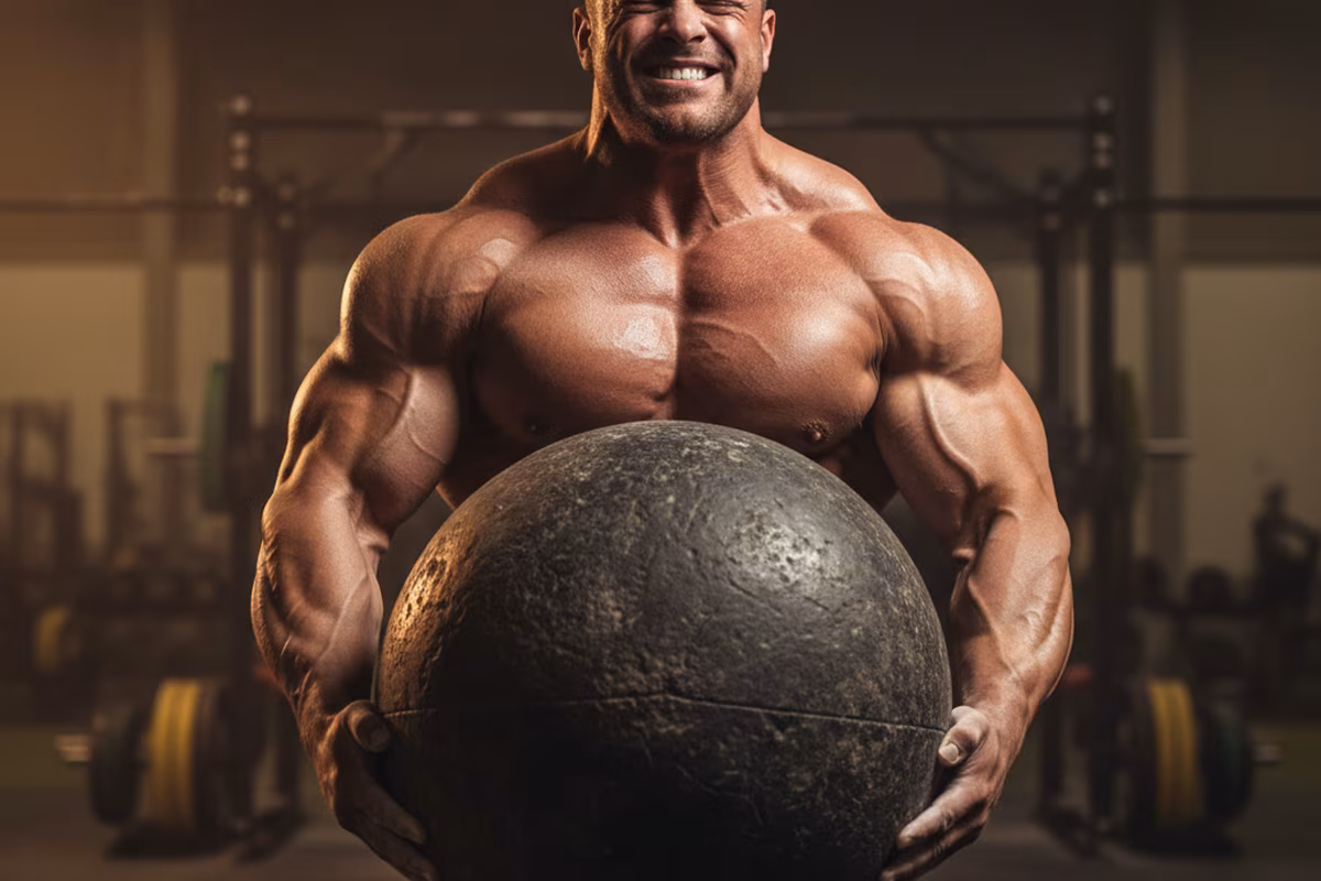 Strongman-Athlet hebt Atlas-Stein beim ProSportRush Cup